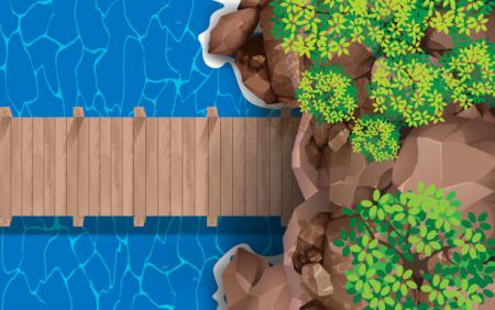 Top View Wooden Bridge In The Cave At The Beach